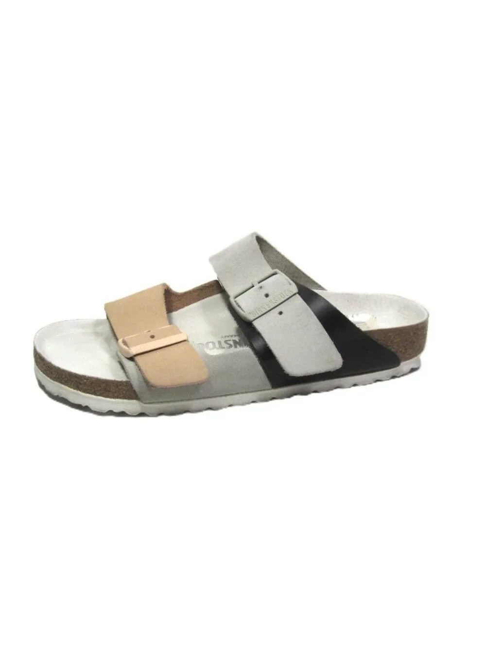 Birkenstock Arizona Split EUC Womens 6 37 Gray Beige Black Mineral Light Rose